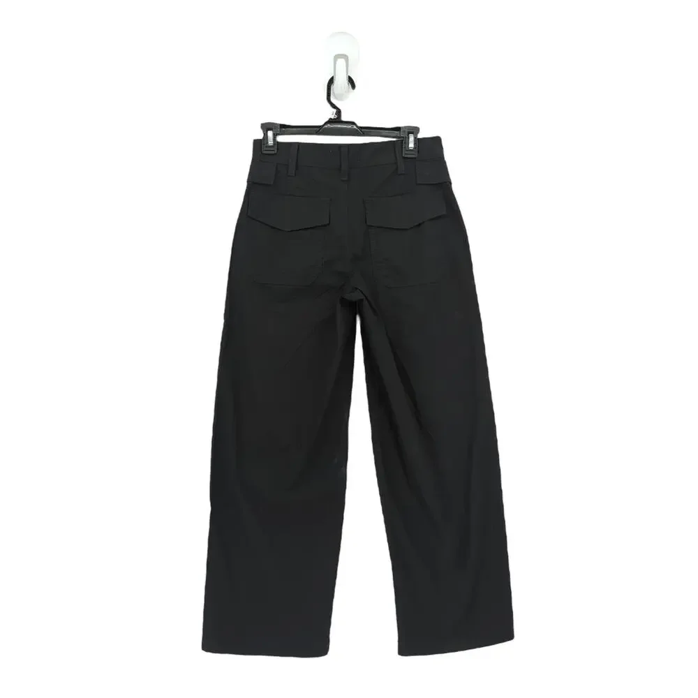 Agolde Women 24 Daria Utility Pants Black Lightweight Straight Leg Cropped Cargo